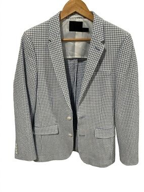 ASOS Men’s Blue & White Gingham Seersucker Blazer Jacket